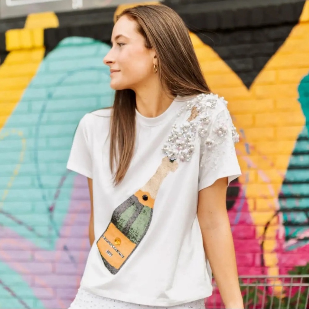 Queen of Sparkles Pop the Champagne tee